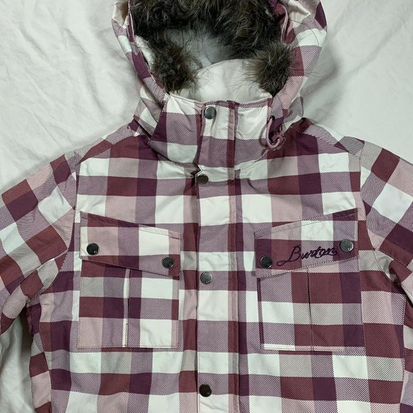 Burton Geo 3/2 Insulated Plaid Snowboarding Jacket Dusty Rose - Picture 7 of 12
